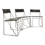 Set of 3 minimalist X line chairs by Niels Jorgen Haugesen.