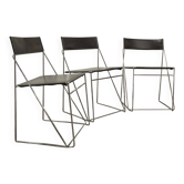Set of 3 minimalist X line chairs by Niels Jorgen Haugesen.