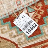 Red Cream Oriental Turkish Vintage Rug, 39x84Cm