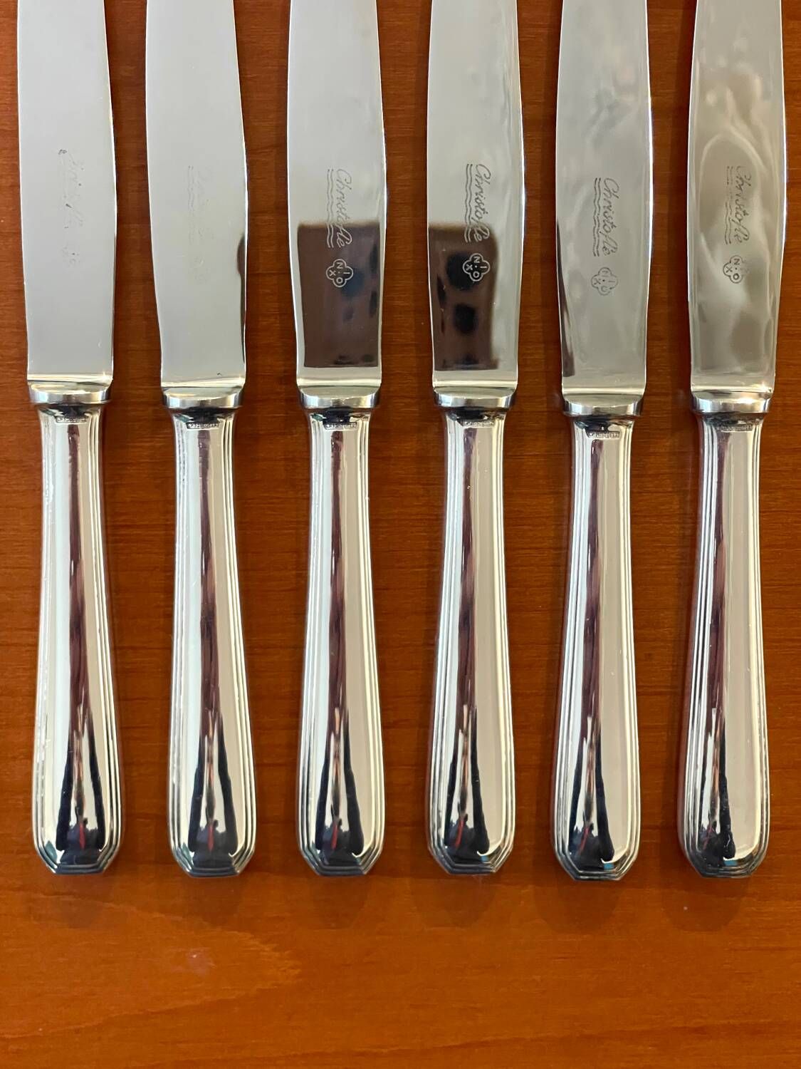 Christofle America 6 entremet, cheese, and dessert knives, 19.5 cm, superb