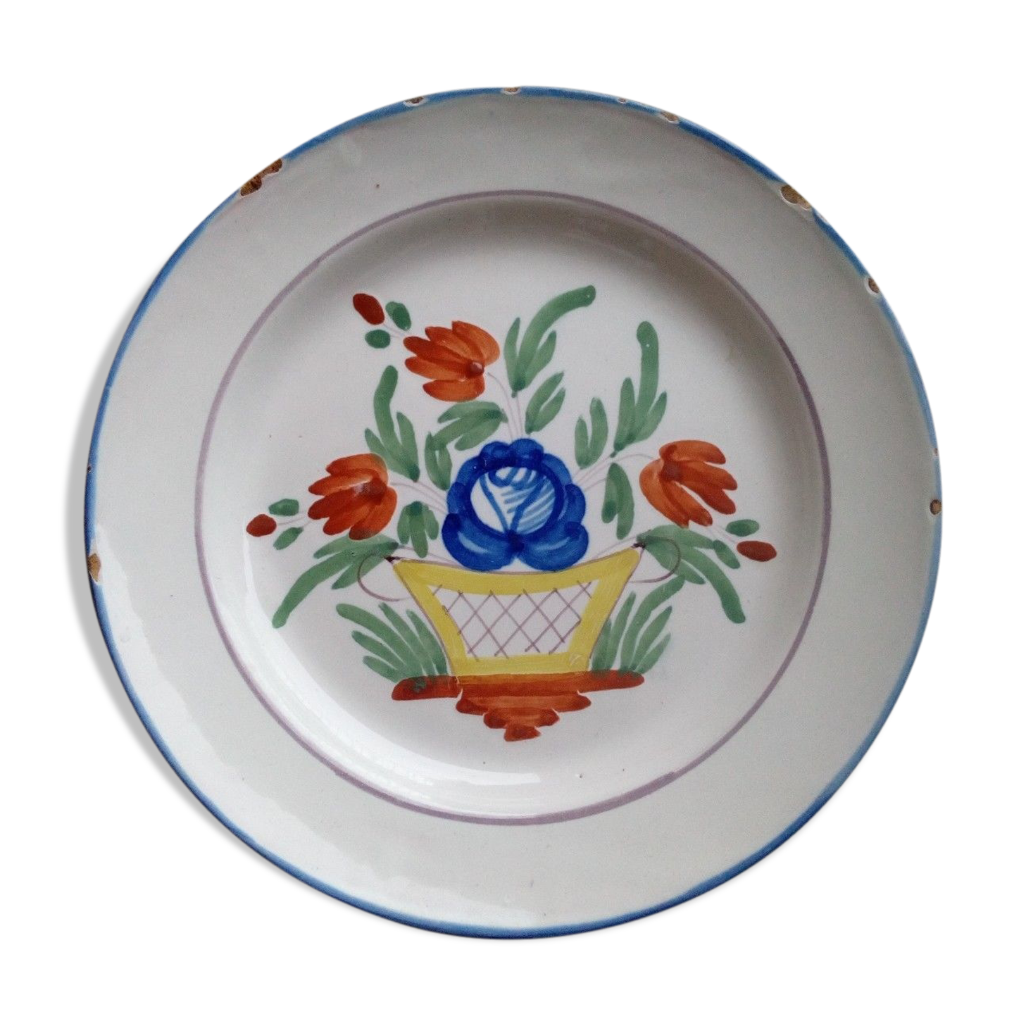 Signed plate on the back of Saint Clement decorated with bouquet of flowers