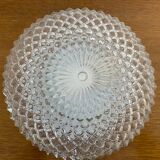 Antique Ceiling Light Wall Lamp Molded Glass Diamond Tip + Black Metal Support
