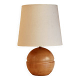 Turned light wood lamp