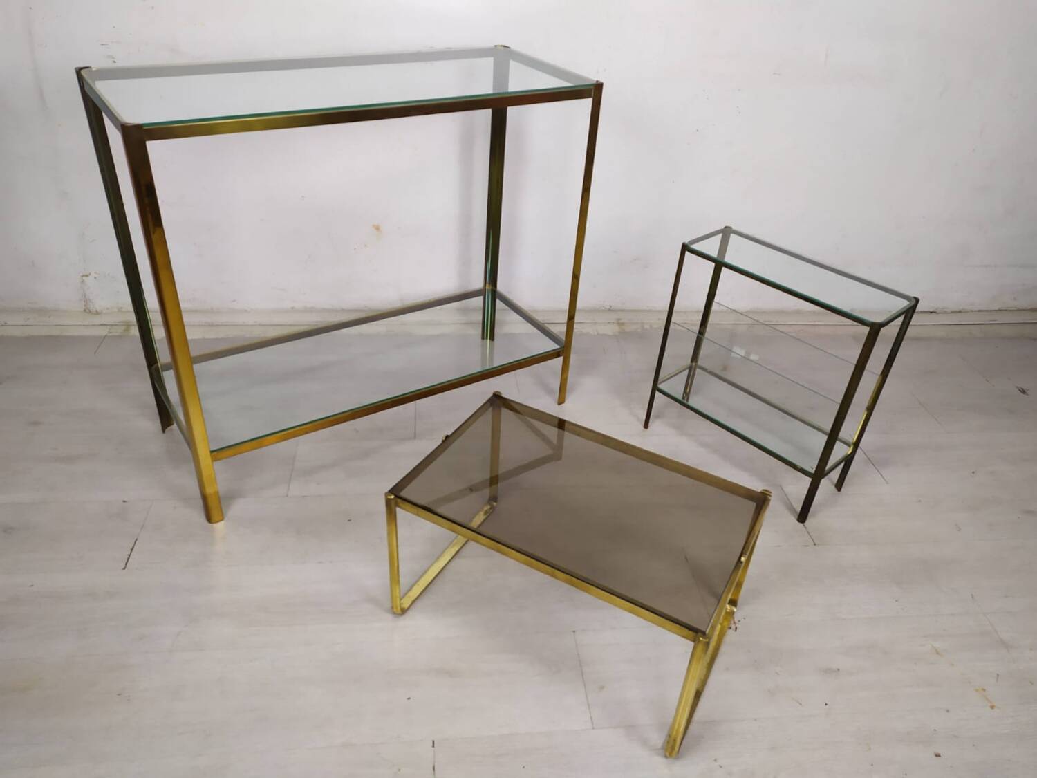 Brass glass console