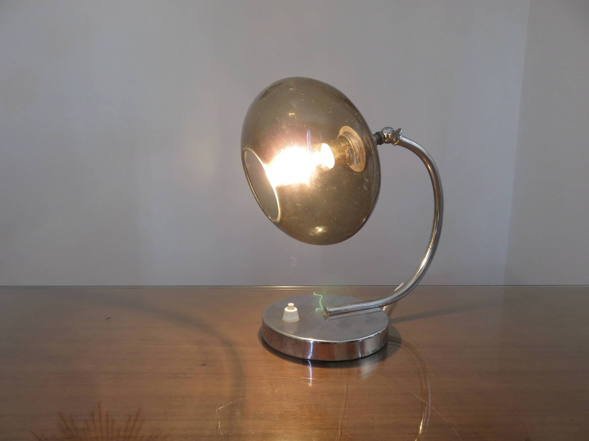 Lamp in chrome metal and amber glass made in Italy 1970