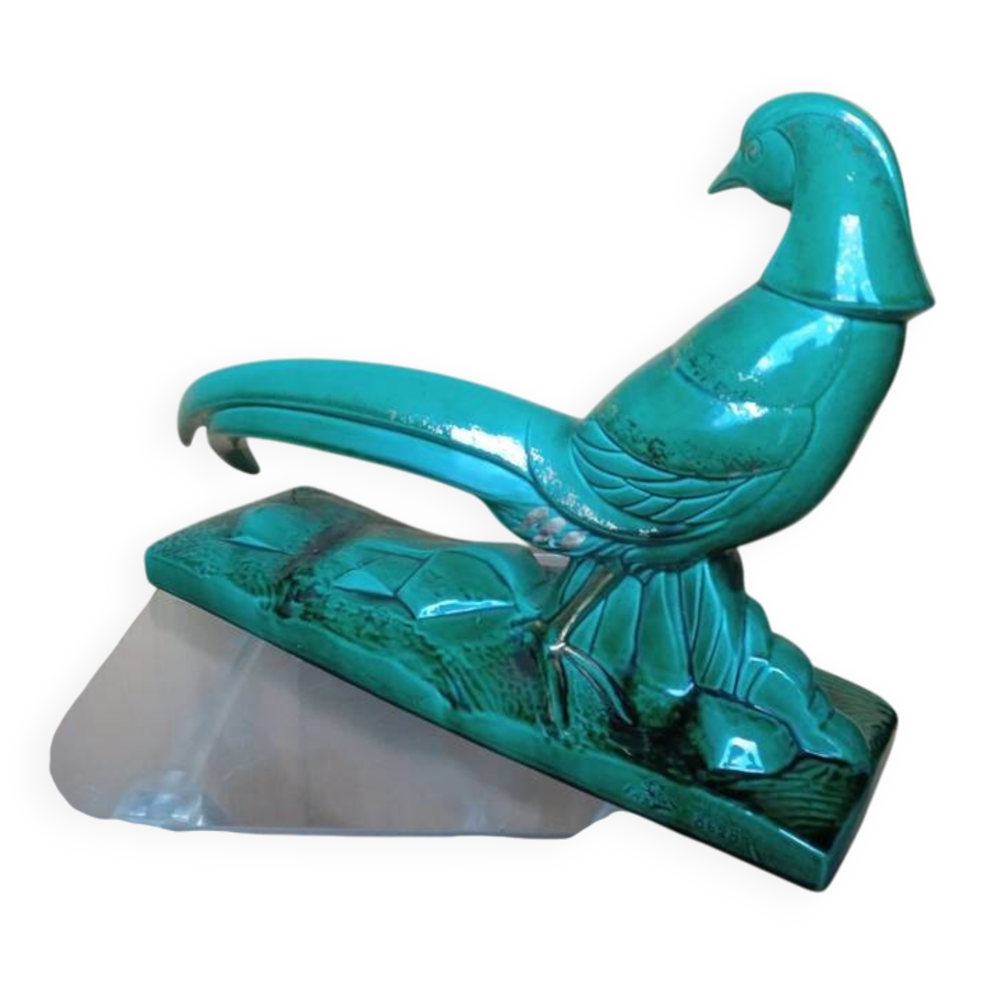 Pheasant statue sculpture glazed ceramic Ch.Lemanceau Art Deco