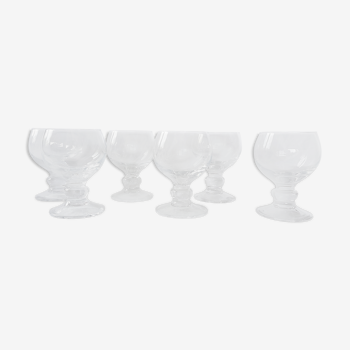 Lot de 6 verres à pied vintage en verre transparent