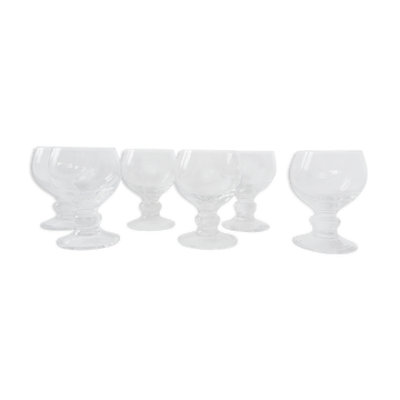 Lot de 6 verres à pied vintage en verre transparent