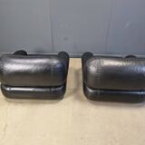 Set of black leather lounge chairs by Sapporo for Mobil Girgi, 1970s