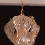Gorgeous vintage Murano chandelier with leaves of orange and pink highlights