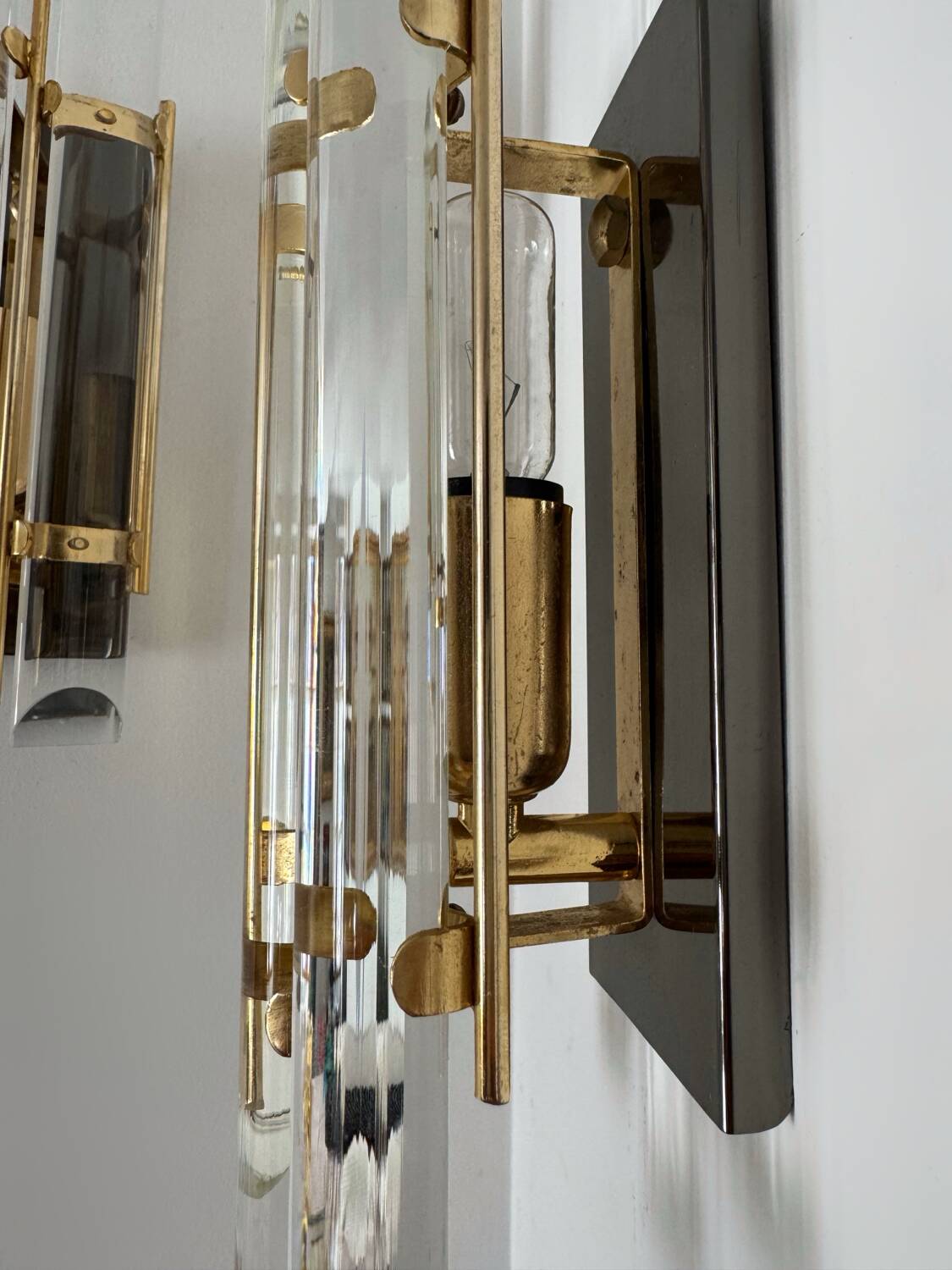Crystal baguette wall lights from the 80s