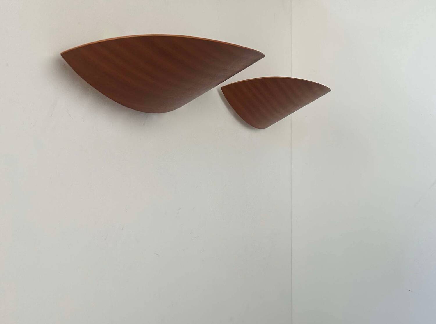 Pair of vintage wall lights, thermoformed wood, France 1970