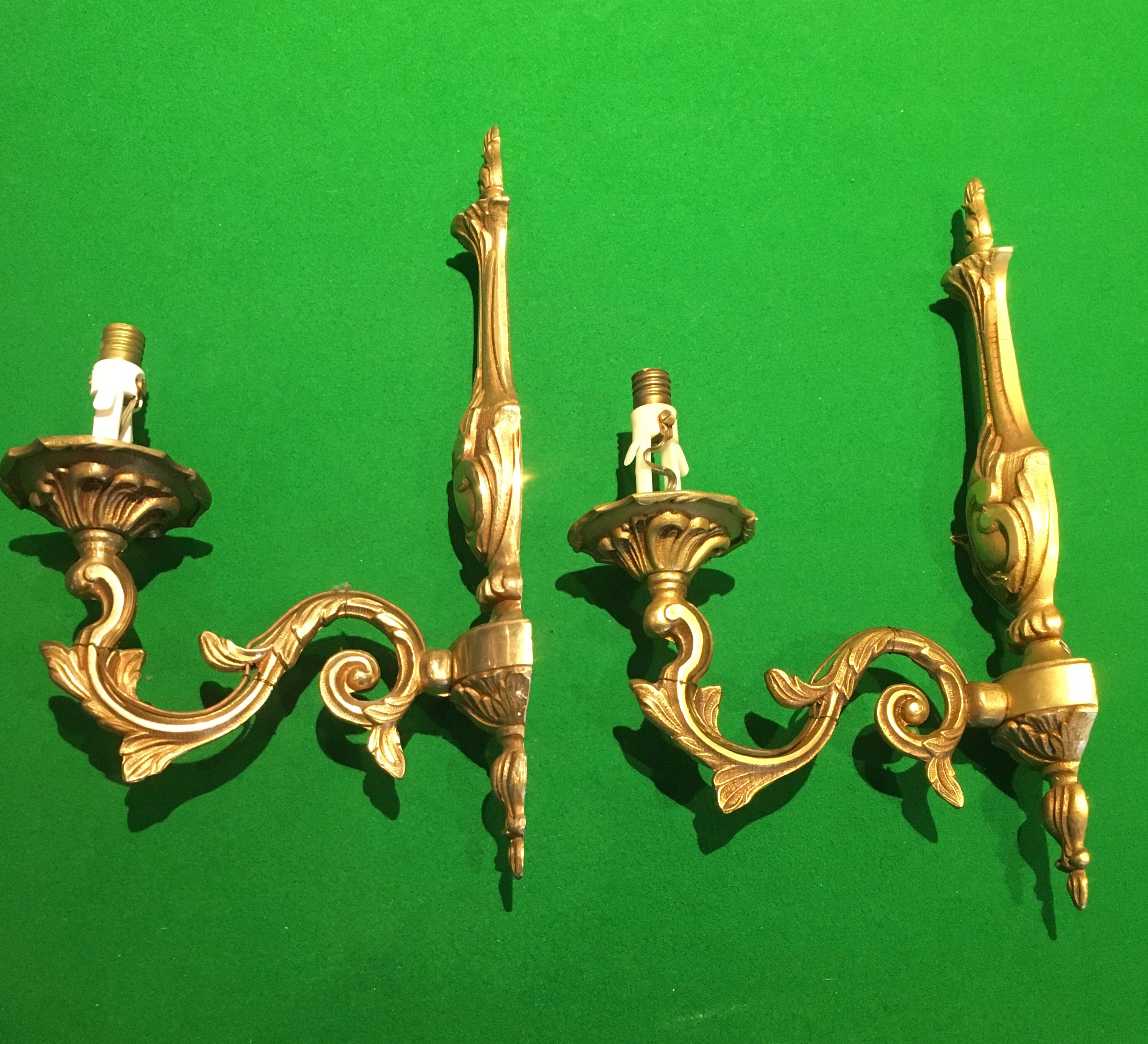 Pair of bronze wall lamps
