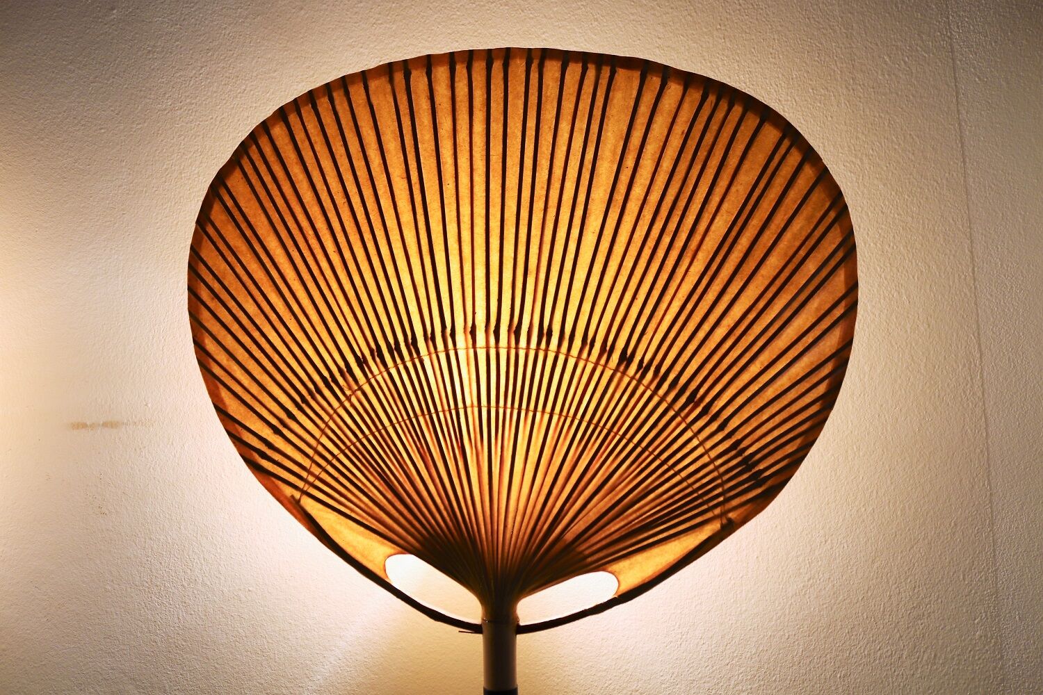 Set of 2 Uchiwa bamboo and rice paper wall lights by Ingo Maurer, Germany 1973