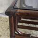 Rattan coffee table and smoked glass 60-70s