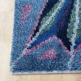 Original ABSTRACT Scandinavian High Pile Pop Art Rya Rug Carpet, Sweden, 1960s 146x201cm