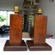 Pair of Art Deco lamps in solid mahogany