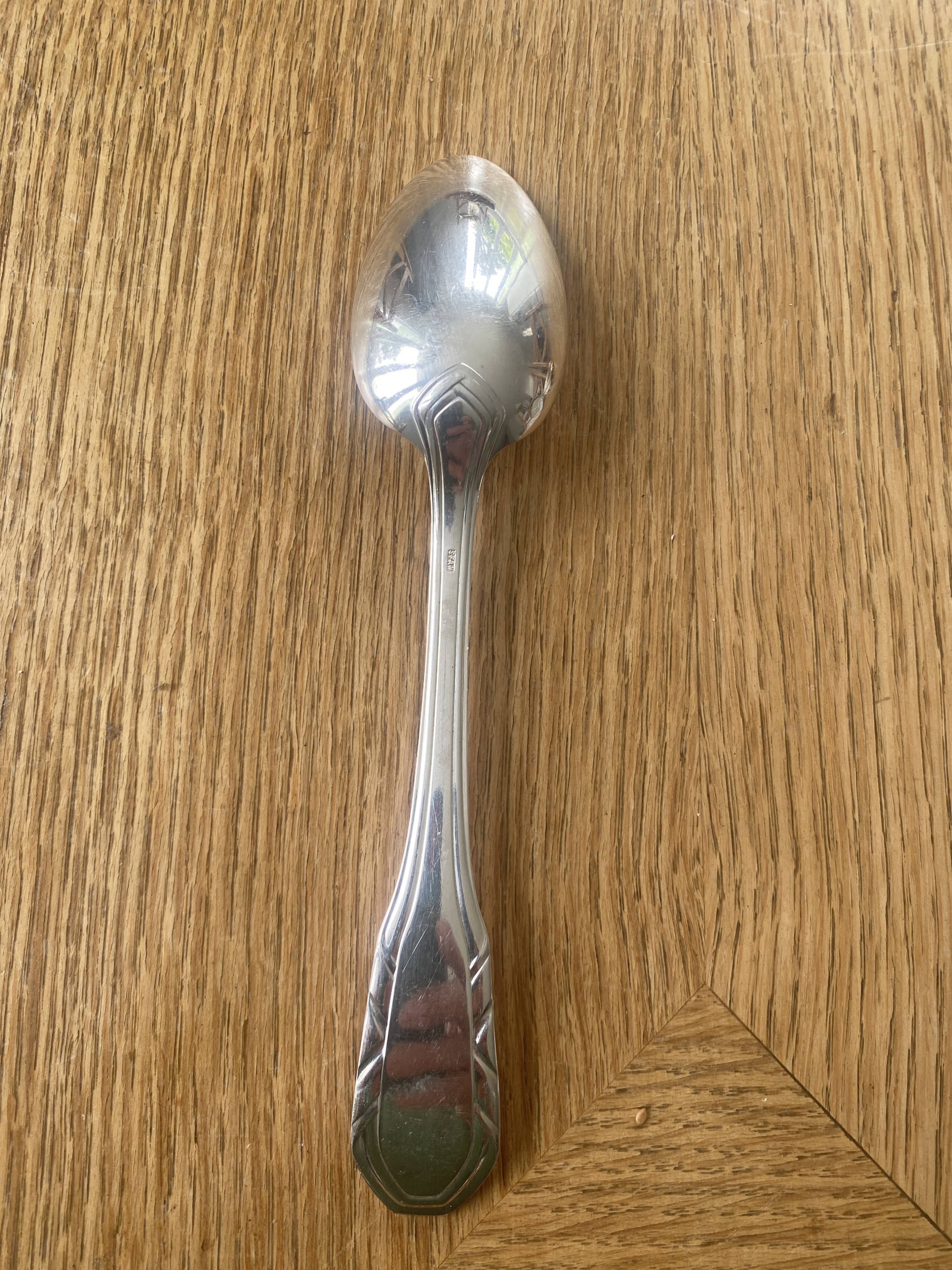 8 large silver-plated metal Art Deco spoons