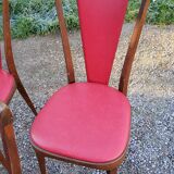 Set of 6 chairs from the 60s in red moleskine