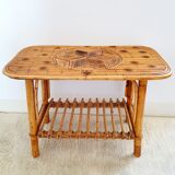 Coffee table in rattan marquetry 1960