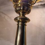 Large brass lamp with its crystal dome electricity redone in the 70s 50x22 cm