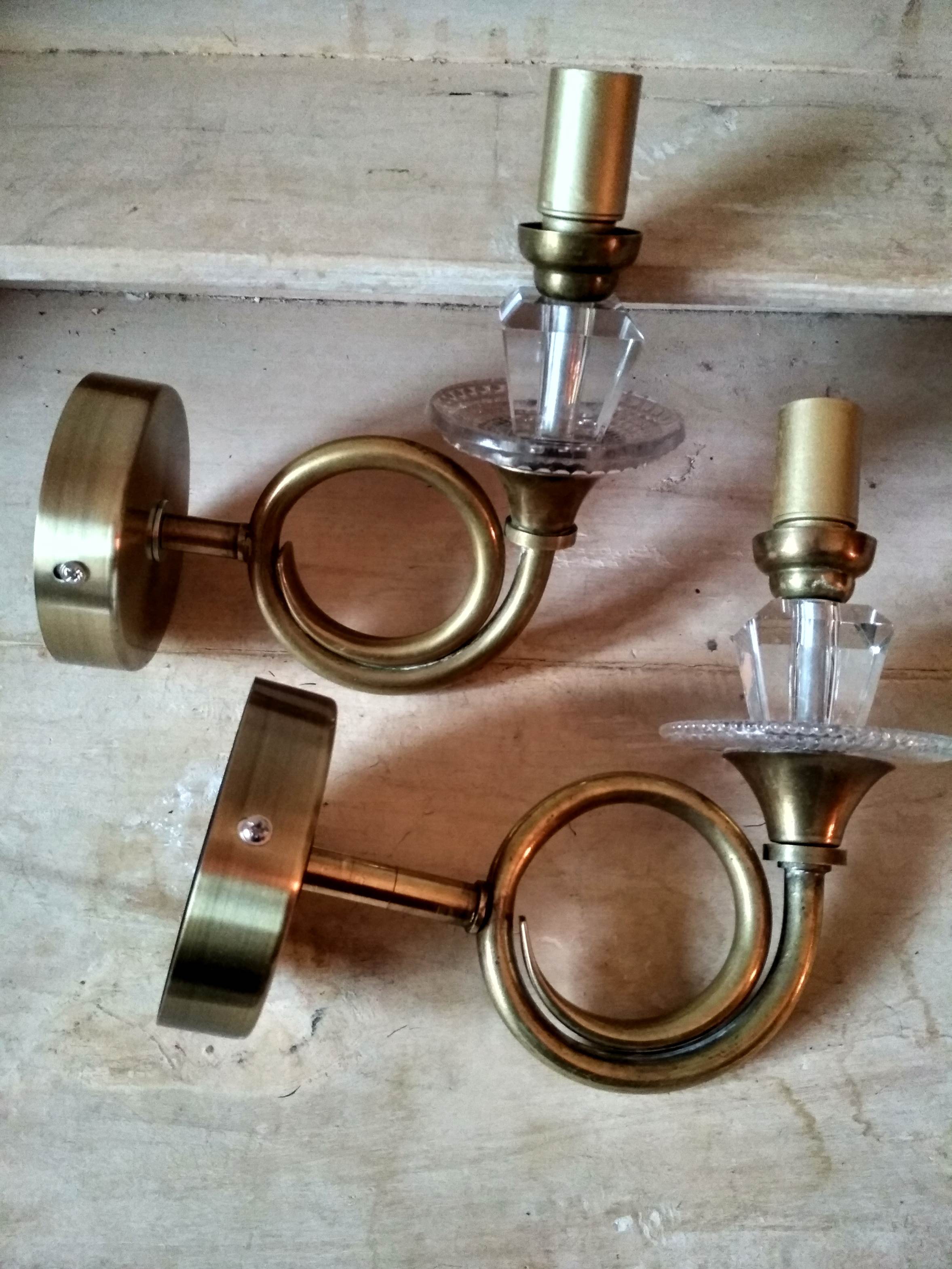 Pair of old brass wall sconces