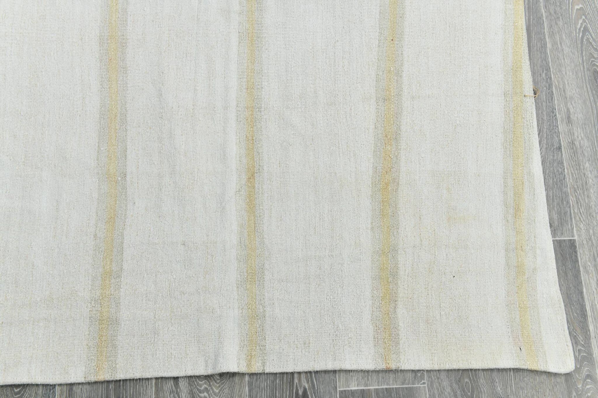 9x12 White & Cream Modern Striped Kilim Rug, 268c358Cm