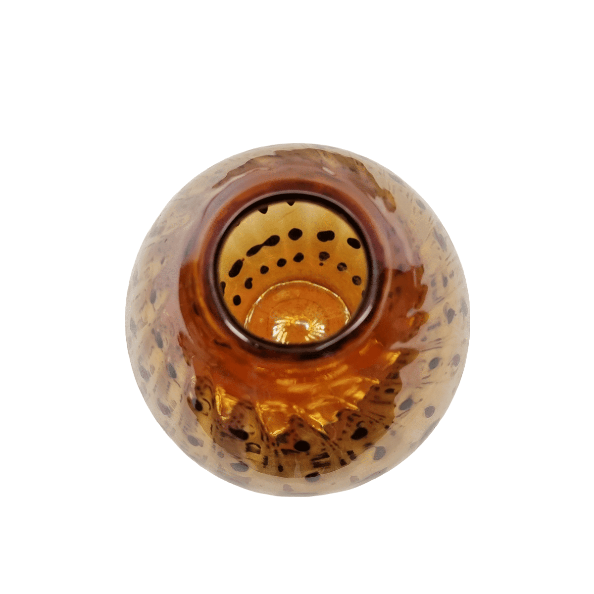 Vase en verre soufflé à la bouche panthère vintage, années 1980/90.