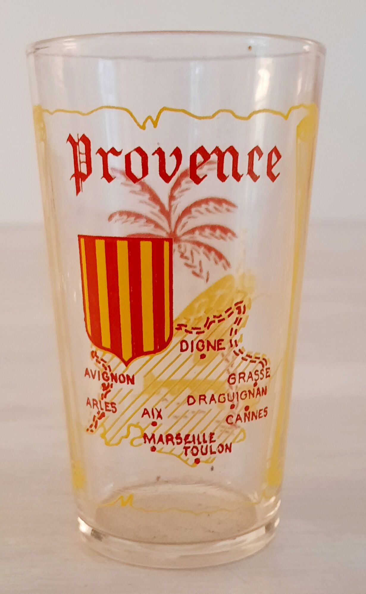 6 orangeade glasses - lemonade - water - regional theme - vintage