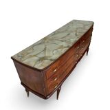 Commode en placage de palissandre avec plateau en onyx vert