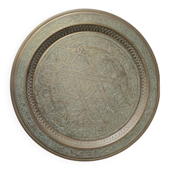 Oriental Egyptian round copper tray