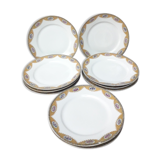 Ensemble de 10 assiettes en porcelaine années 50