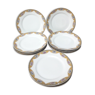 Set of 10 porcelain plates 50s