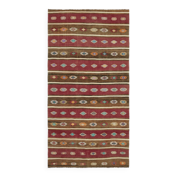 Tapis kilim anatolien vintage fait main turc 162 cm x 305 cm