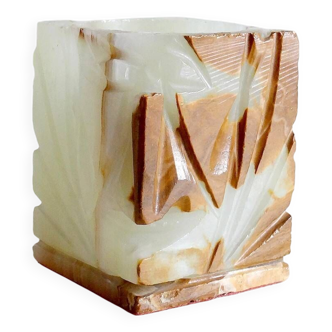 Carved green onyx tealight holder