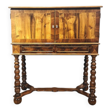 Baroque walnut cabinet with inlays and turned legs/2nd half of the 19th