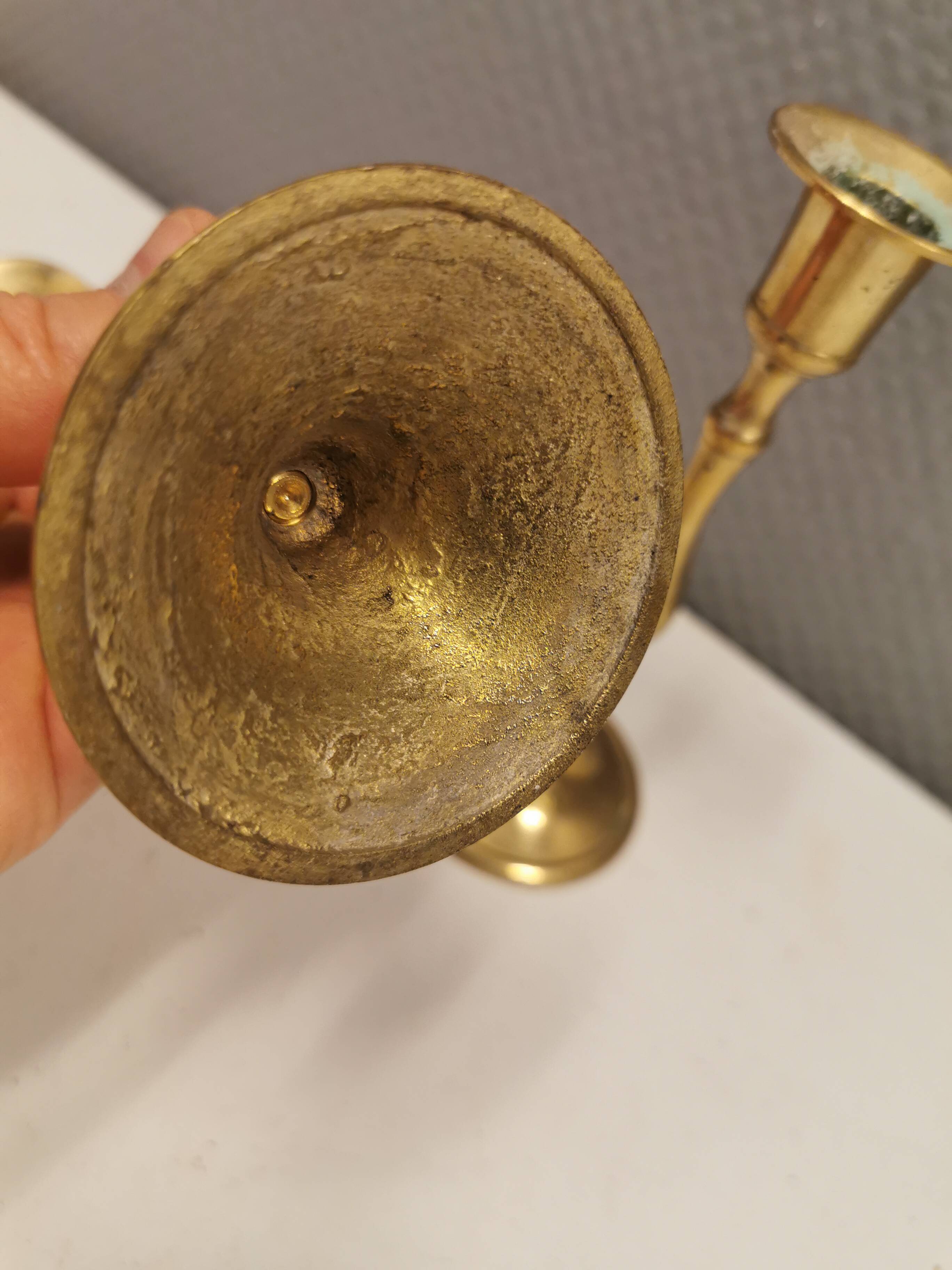A set of classic Danish brass candle holders. Estimated 1960s.