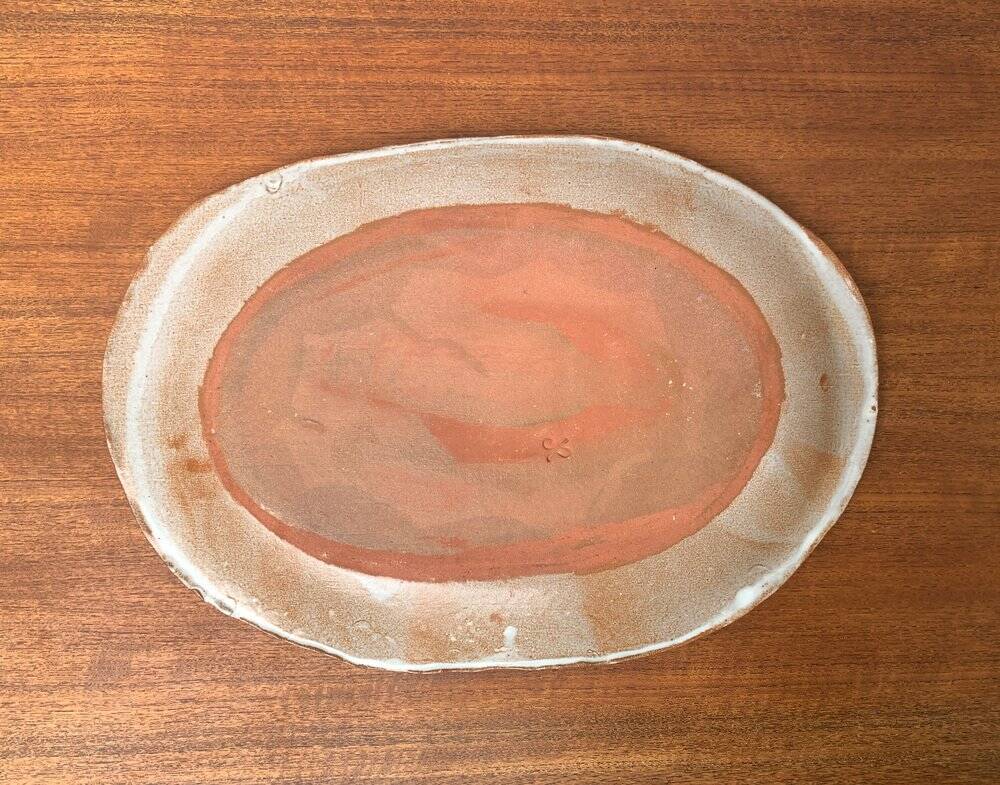 Large German ceramic plate with fish from the mid-century.