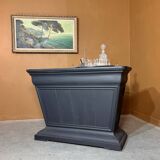 Old wooden counter, black patina