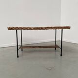 Woven wicker and metal coffee table 1960