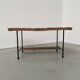 Table basse osier tressé et métal 1960