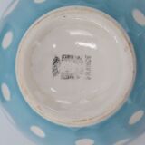 3 small vintage bowls digoin sarreguemines with polka dots pastel colors pink blue