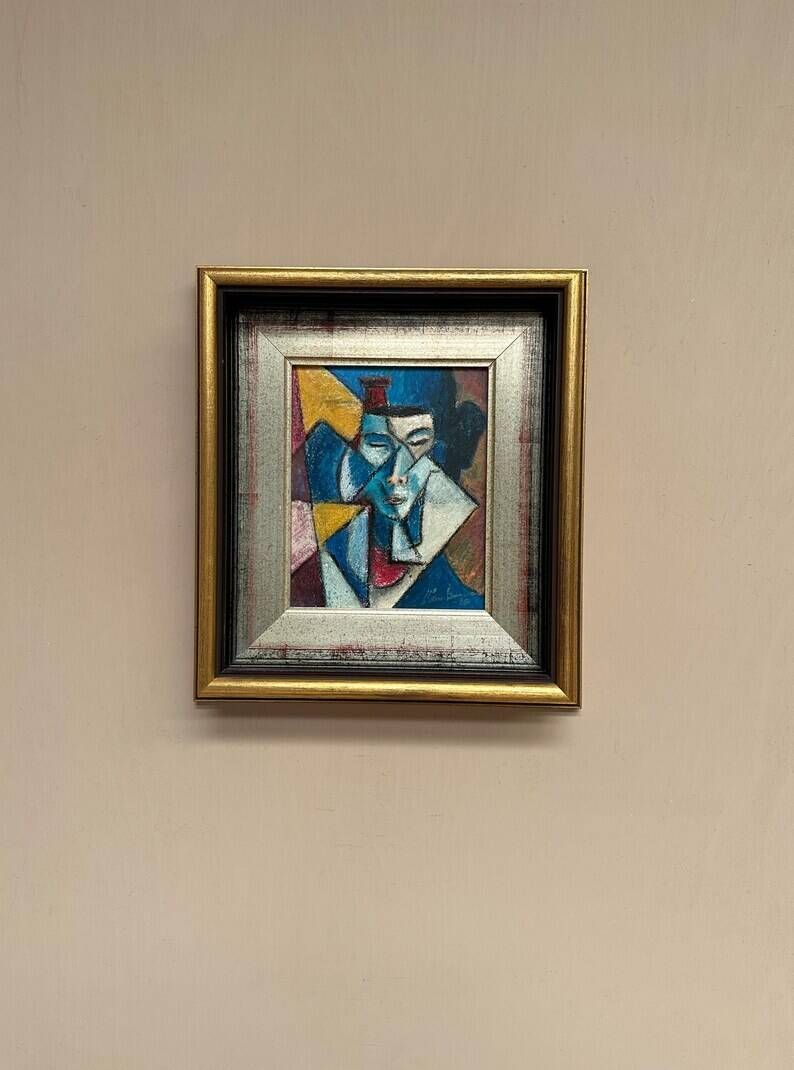 Original Finnish Oil on Panel – “Face” by Christian Immonen – Signed – Dated 1990 – Vintage & Framed