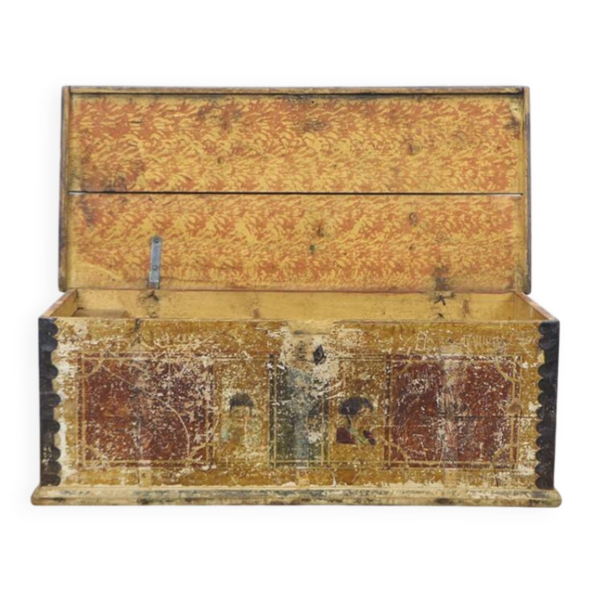Antique Painted Folk art bridal chest