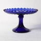 Blue Glass Cake Stand by Glimma Glasbruk / Glimåkra / Sweden / 1960s