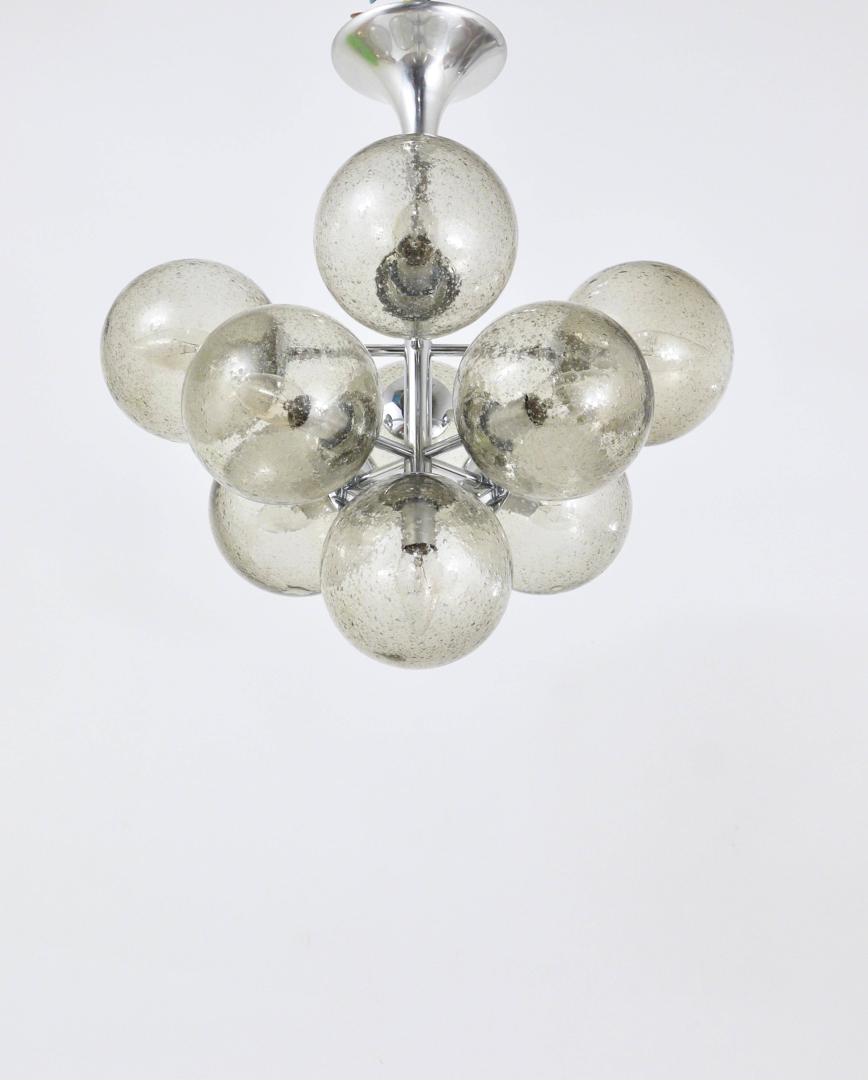 E. R. Nele Temde lustrous atomic chrome Sputnik Space Age pendant lamp tulip