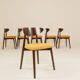 Scandinavian design mustard boucle dining chairs