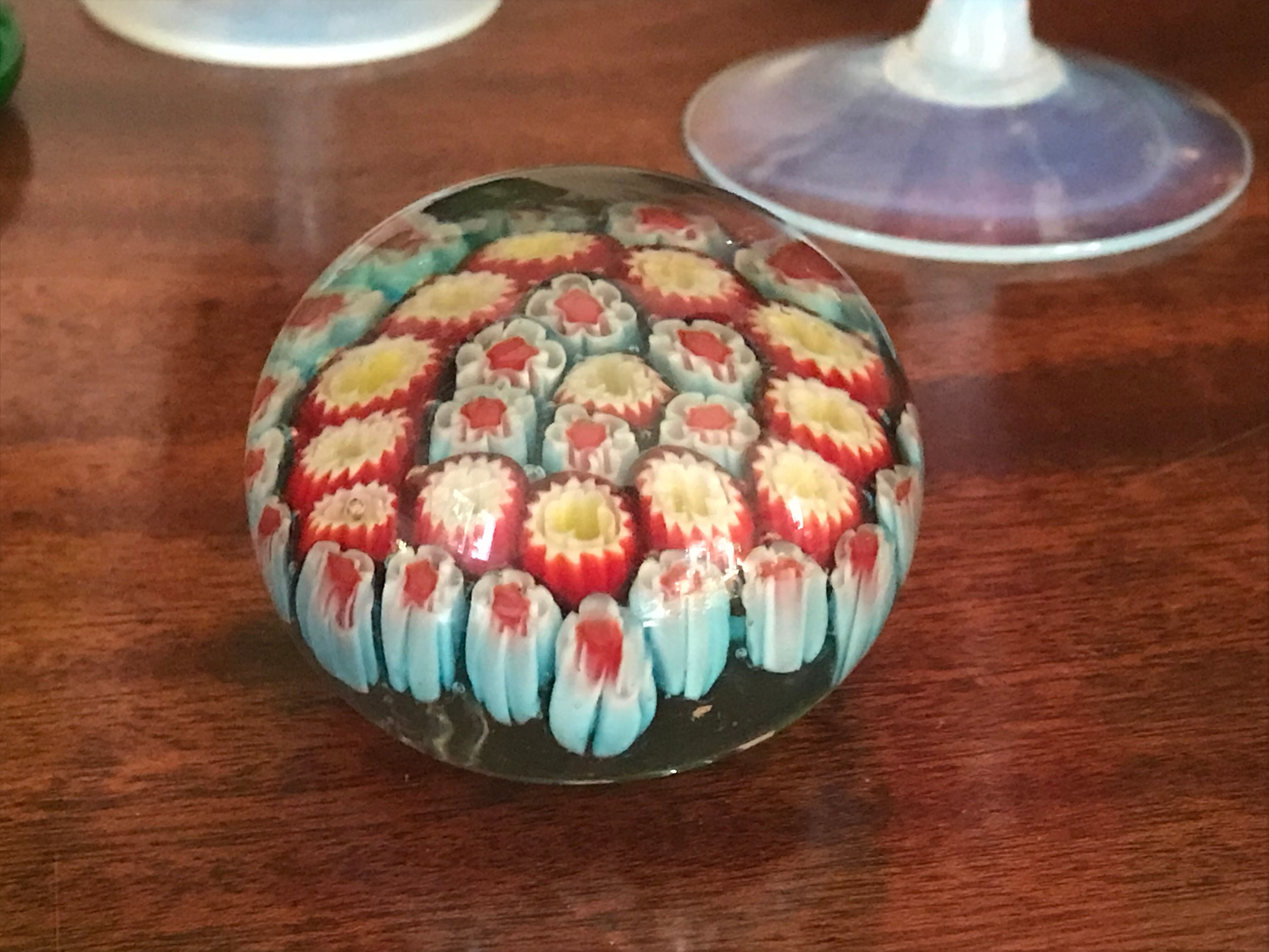 Millefiori Murano parchment paperweight
