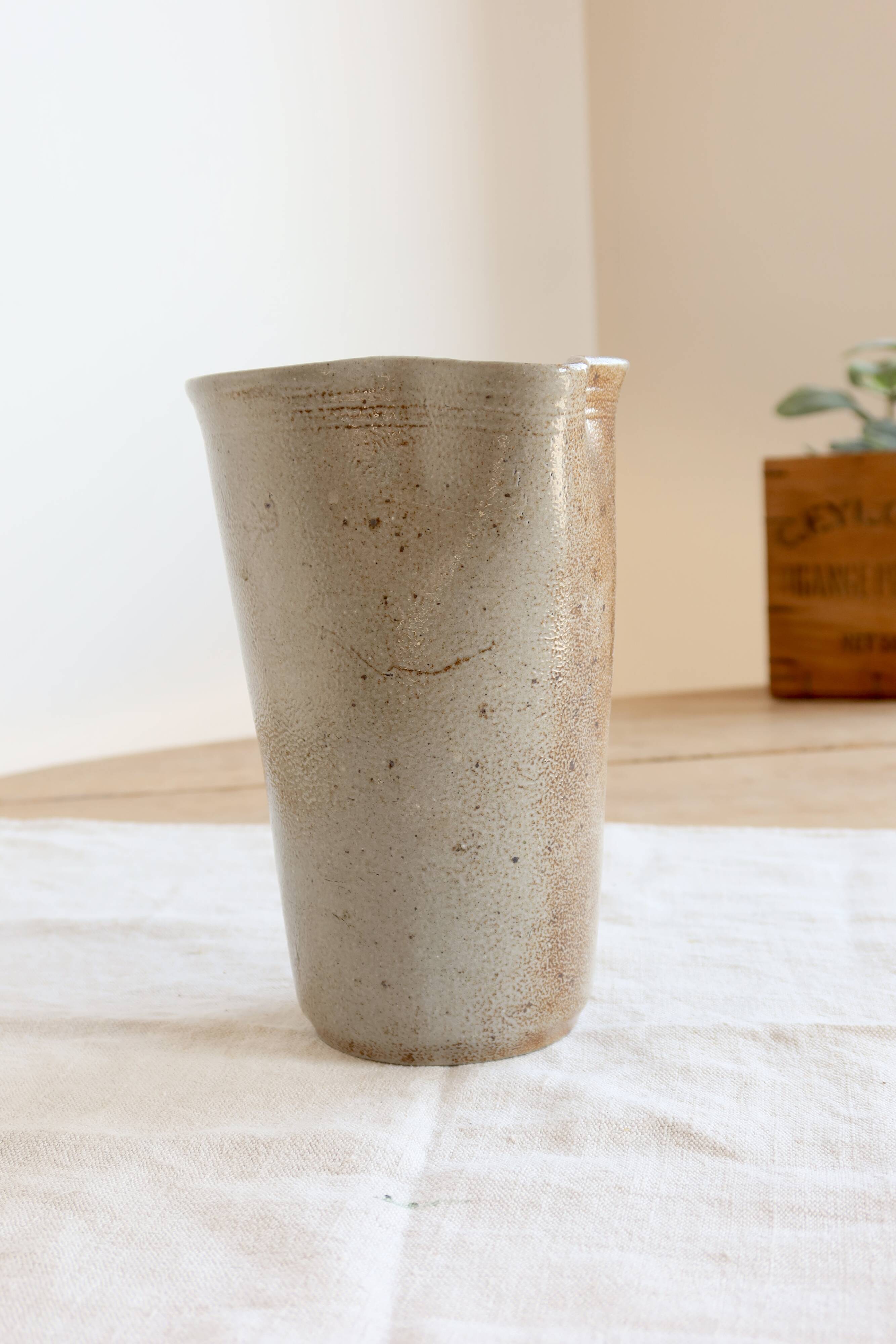 Vintage ceramic jug in taupe brown glaze