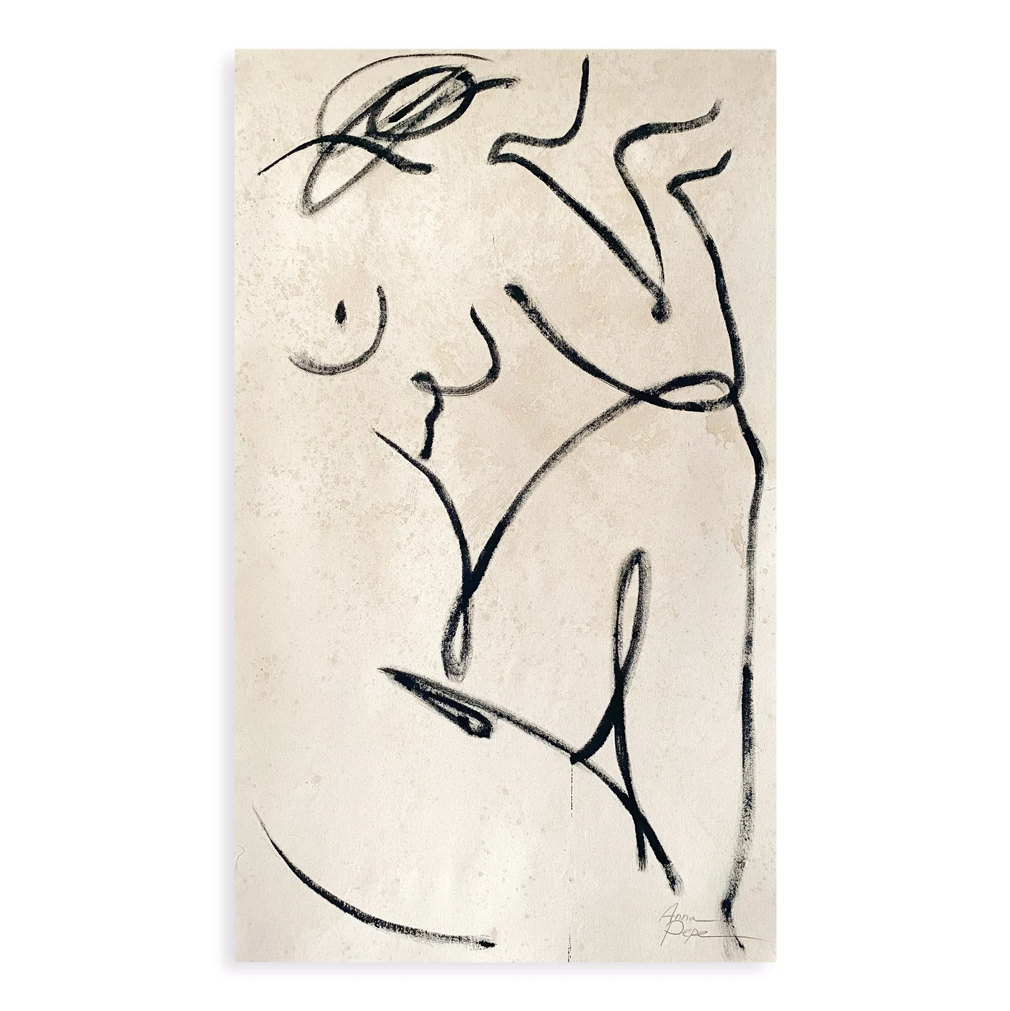Female painting on unprimed canvas